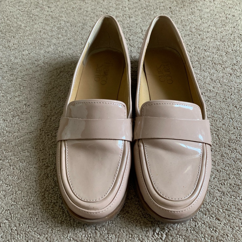 Franco Sarto tan patent loafers size 6.5